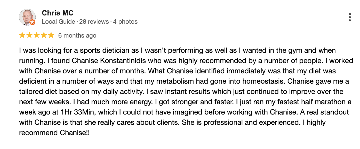 Google review from Chris MC