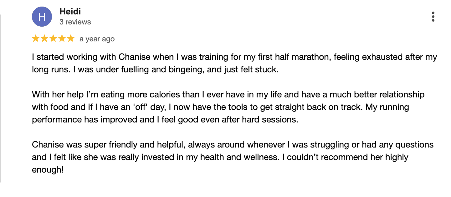 Google review from Heidi